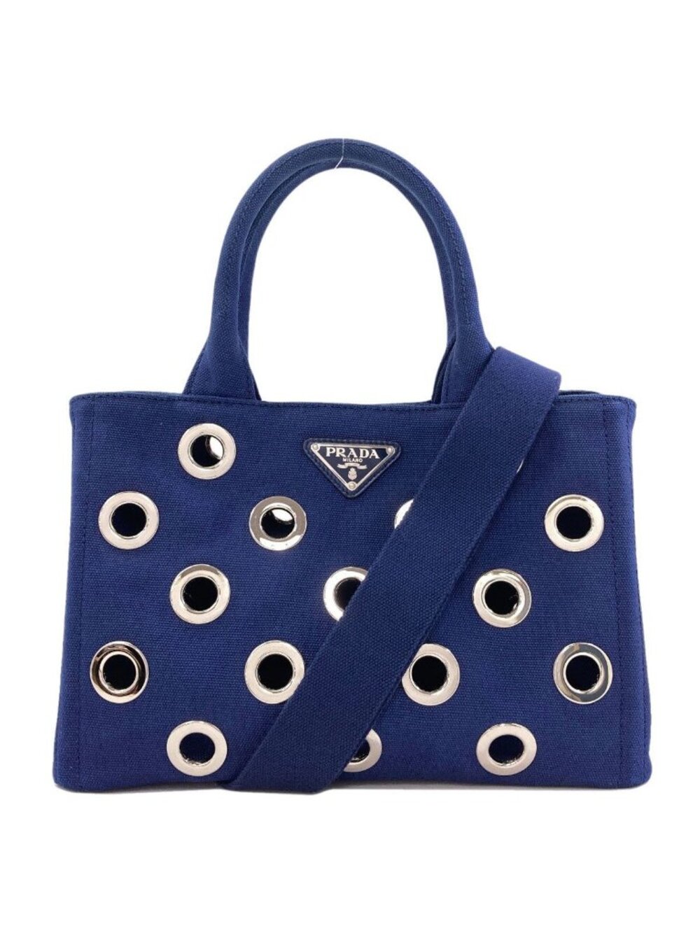Prada Canapa Perforated 2-Way Handbag Canvas